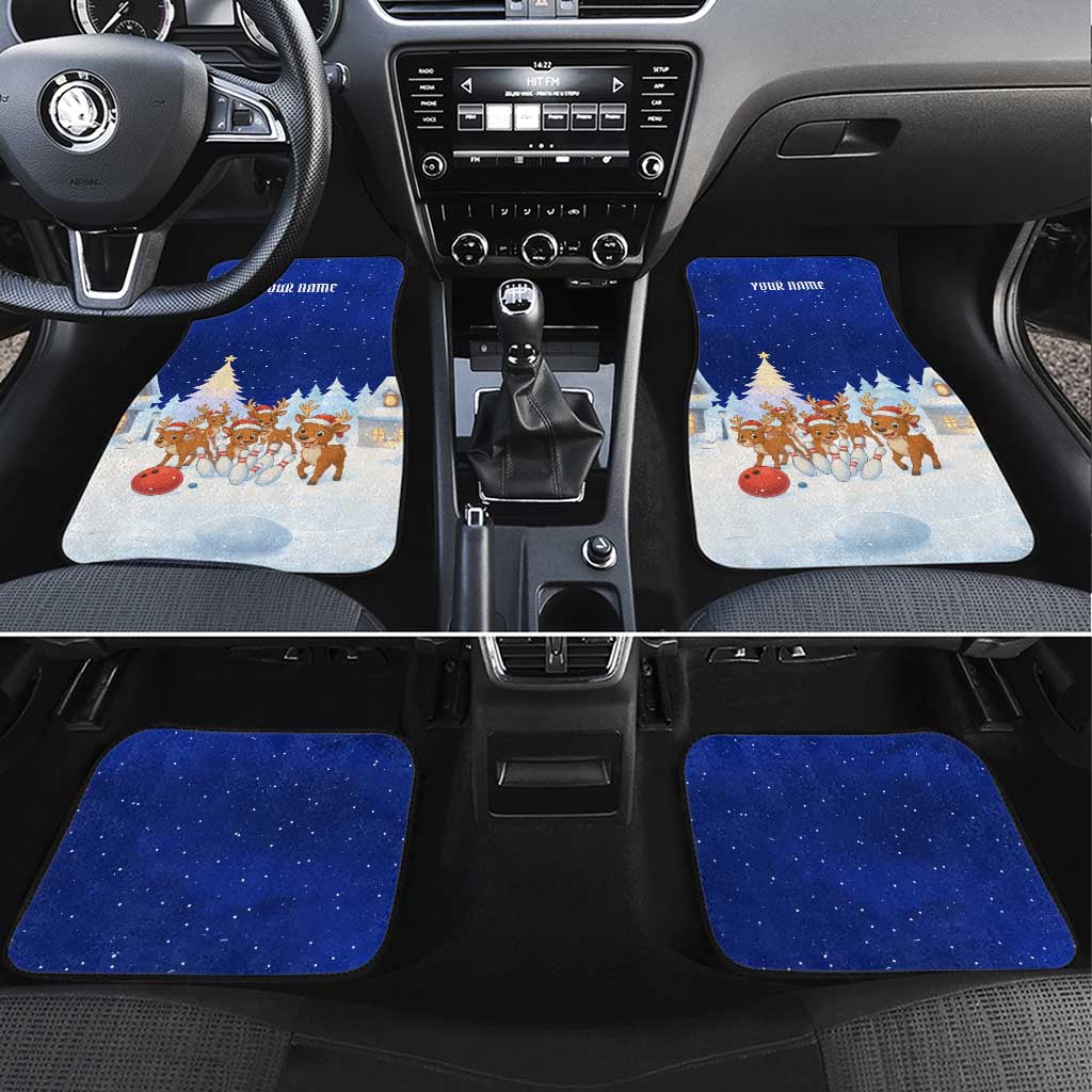 Funny Christmas Reindeer Bowling Custom Car Mats with Reindeer Snow Scene - Wonder Print Shop