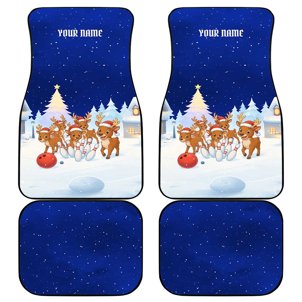 Funny Christmas Reindeer Bowling Custom Car Mats with Reindeer Snow Scene - Wonder Print Shop
