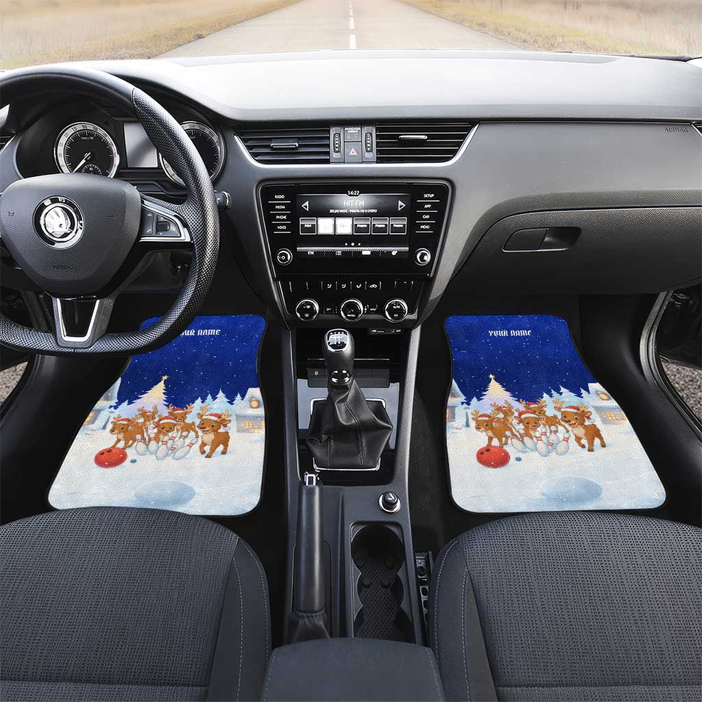 Funny Christmas Reindeer Bowling Custom Car Mats with Reindeer Snow Scene - Wonder Print Shop