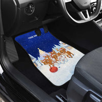 Funny Christmas Reindeer Bowling Custom Car Mats with Reindeer Snow Scene - Wonder Print Shop