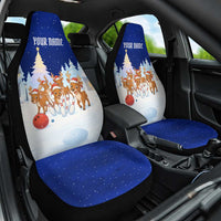 Funny Christmas Reindeer Bowling Custom Car Seat Cover with Reindeer Snow Scene - Wonder Print Shop