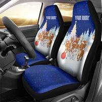 Funny Christmas Reindeer Bowling Custom Car Seat Cover with Reindeer Snow Scene - Wonder Print Shop