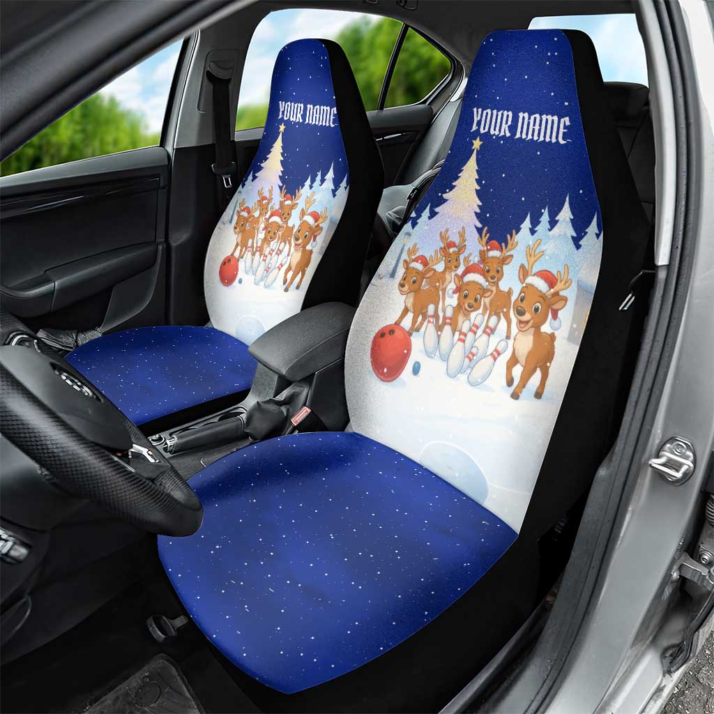 Funny Christmas Reindeer Bowling Custom Car Seat Cover with Reindeer Snow Scene - Wonder Print Shop