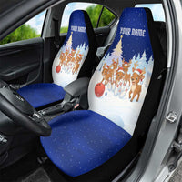 Funny Christmas Reindeer Bowling Custom Car Seat Cover with Reindeer Snow Scene - Wonder Print Shop