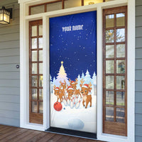 Funny Christmas Reindeer Bowling Custom Door Cover with Reindeer Snow Scene - Wonder Print Shop