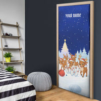 Funny Christmas Reindeer Bowling Custom Door Cover with Reindeer Snow Scene - Wonder Print Shop