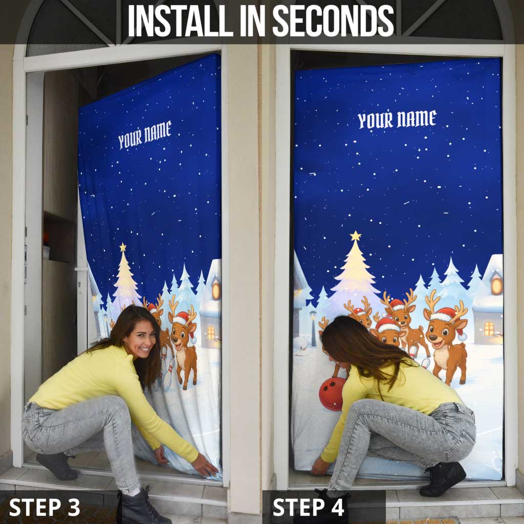 Funny Christmas Reindeer Bowling Custom Door Cover with Reindeer Snow Scene - Wonder Print Shop