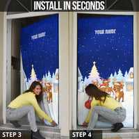 Funny Christmas Reindeer Bowling Custom Door Cover with Reindeer Snow Scene - Wonder Print Shop