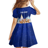 Funny Christmas Reindeer Bowling Custom Family Matching Long Sleeve Bodycon Dress and Hawaiian Shirt with Reindeer Snow Scene - Wonder Print Shop