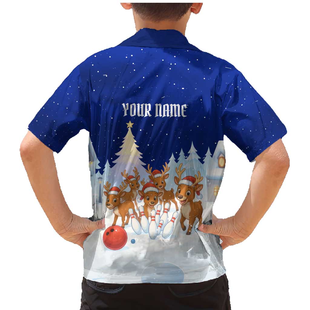 Funny Christmas Reindeer Bowling Custom Family Matching Mermaid Dress and Hawaiian Shirt with Reindeer Snow Scene - Wonder Print Shop