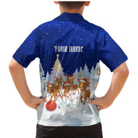 Funny Christmas Reindeer Bowling Custom Family Matching Mermaid Dress and Hawaiian Shirt with Reindeer Snow Scene - Wonder Print Shop