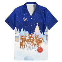Funny Christmas Reindeer Bowling Custom Family Matching Mermaid Dress and Hawaiian Shirt with Reindeer Snow Scene - Wonder Print Shop