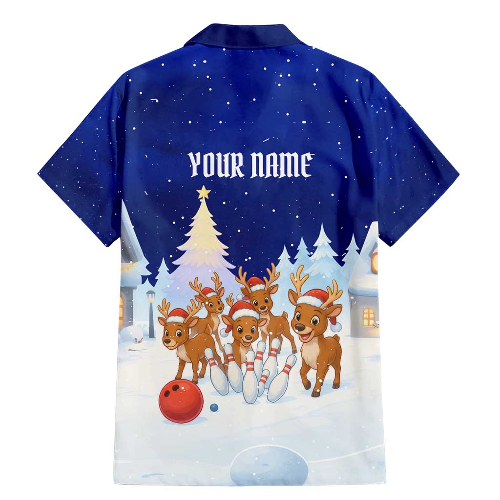 Funny Christmas Reindeer Bowling Custom Family Matching Mermaid Dress and Hawaiian Shirt with Reindeer Snow Scene - Wonder Print Shop