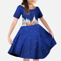 Funny Christmas Reindeer Bowling Custom Family Matching Off The Shoulder Long Sleeve Dress and Hawaiian Shirt with Reindeer Snow Scene - Wonder Print Shop