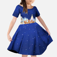 Funny Christmas Reindeer Bowling Custom Family Matching Off Shoulder Maxi Dress and Hawaiian Shirt with Reindeer Snow Scene - Wonder Print Shop