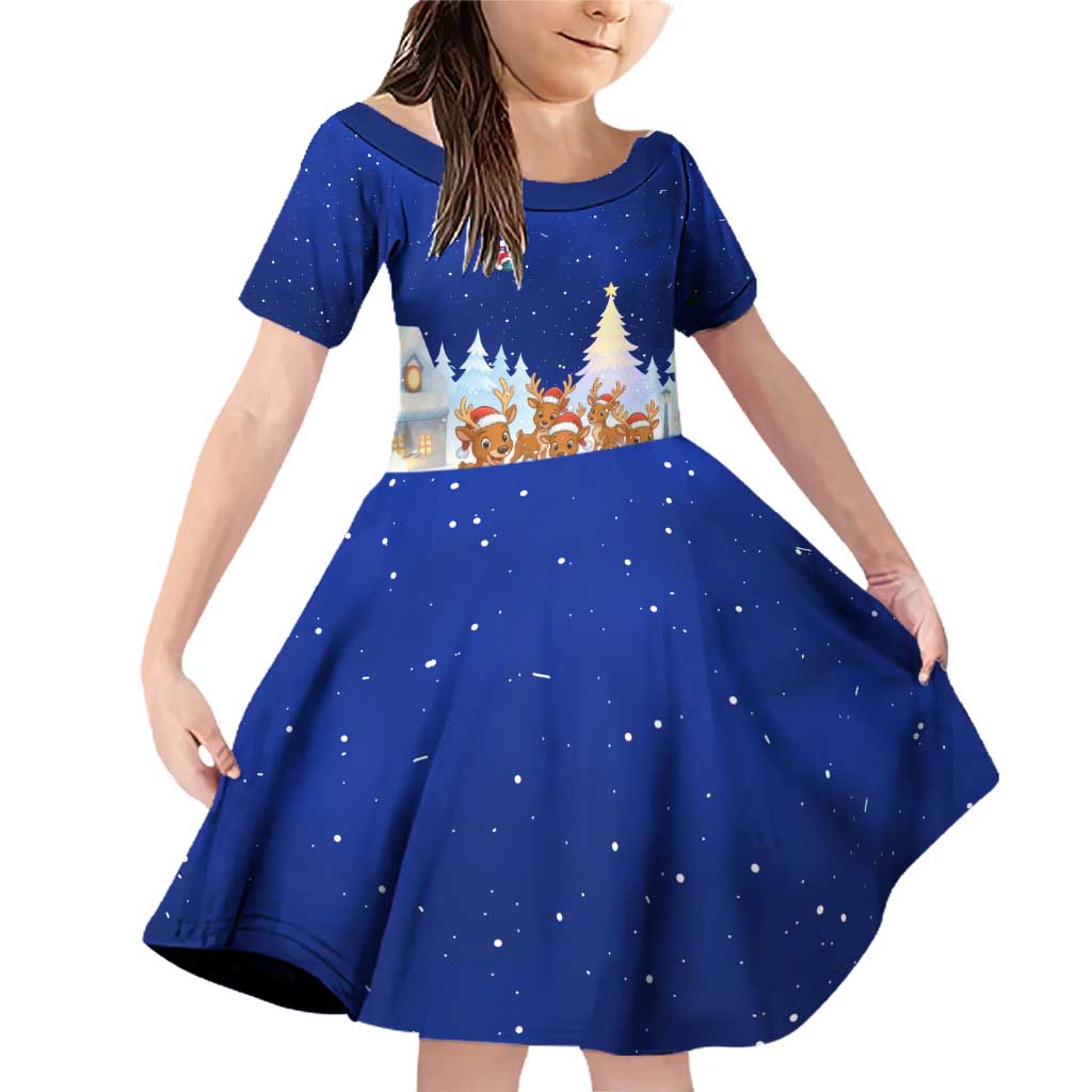 Funny Christmas Reindeer Bowling Custom Family Matching Off Shoulder Short Dress and Hawaiian Shirt with Reindeer Snow Scene - Wonder Print Shop