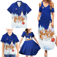 Funny Christmas Reindeer Bowling Custom Family Matching Summer Maxi Dress and Hawaiian Shirt with Reindeer Snow Scene - Wonder Print Shop