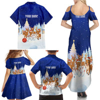 Funny Christmas Reindeer Bowling Custom Family Matching Summer Maxi Dress and Hawaiian Shirt with Reindeer Snow Scene - Wonder Print Shop
