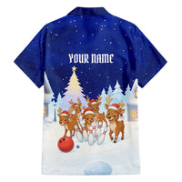 Funny Christmas Reindeer Bowling Custom Family Matching Summer Maxi Dress and Hawaiian Shirt with Reindeer Snow Scene - Wonder Print Shop