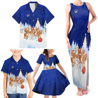 Funny Christmas Reindeer Bowling Custom Family Matching Tank Maxi Dress and Hawaiian Shirt with Reindeer Snow Scene - Wonder Print Shop