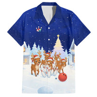 Funny Christmas Reindeer Bowling Custom Family Matching Tank Maxi Dress and Hawaiian Shirt with Reindeer Snow Scene - Wonder Print Shop