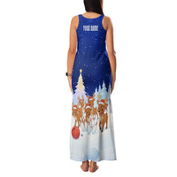 Funny Christmas Reindeer Bowling Custom Family Matching Tank Maxi Dress and Hawaiian Shirt with Reindeer Snow Scene - Wonder Print Shop