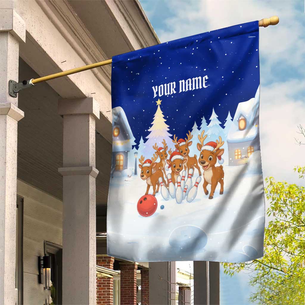 Funny Christmas Reindeer Bowling Custom Garden Flag with Reindeer Snow Scene - Wonder Print Shop