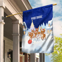 Funny Christmas Reindeer Bowling Custom Garden Flag with Reindeer Snow Scene - Wonder Print Shop