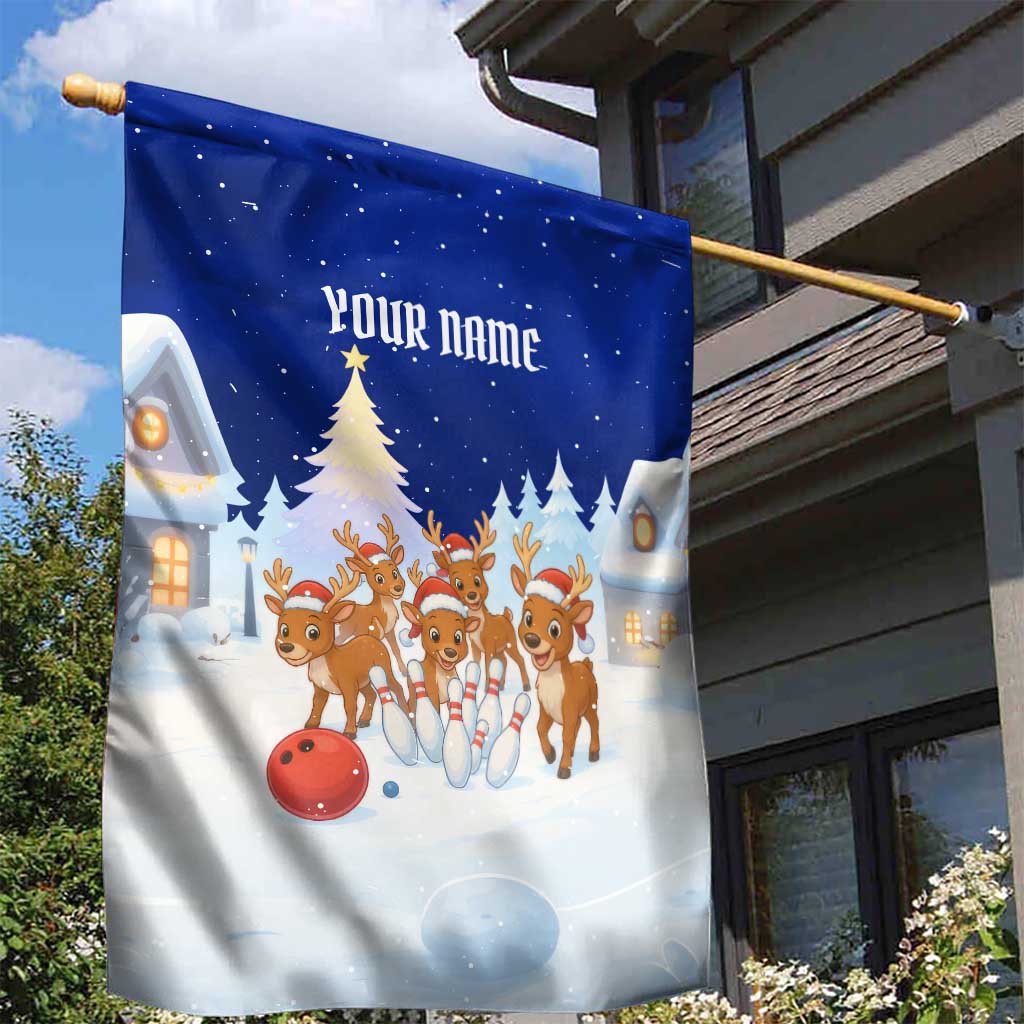 Funny Christmas Reindeer Bowling Custom Garden Flag with Reindeer Snow Scene - Wonder Print Shop