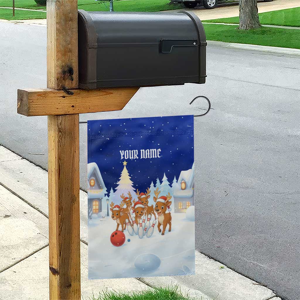 Funny Christmas Reindeer Bowling Custom Garden Flag with Reindeer Snow Scene - Wonder Print Shop