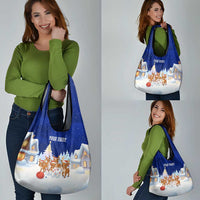 Funny Christmas Reindeer Bowling Custom Grocery Bag with Reindeer Snow Scene - Wonder Print Shop