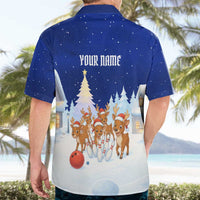 Funny Christmas Reindeer Bowling Custom Hawaiian Shirt with Reindeer Snow Scene - Wonder Print Shop