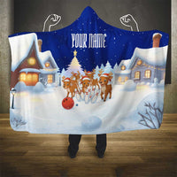 Funny Christmas Reindeer Bowling Custom Hooded Blanket with Reindeer Snow Scene - Wonder Print Shop