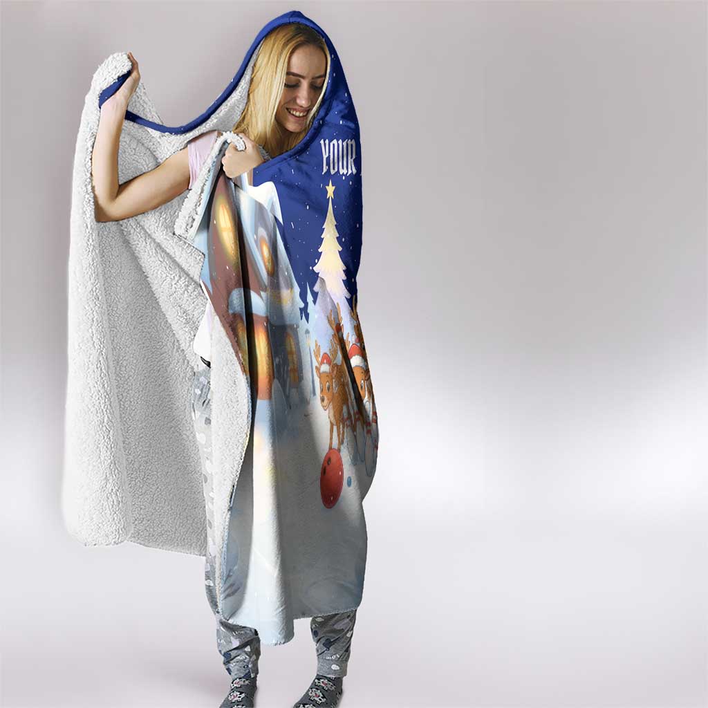 Funny Christmas Reindeer Bowling Custom Hooded Blanket with Reindeer Snow Scene - Wonder Print Shop