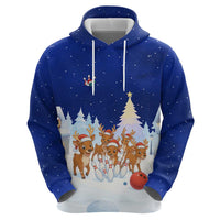 Funny Christmas Reindeer Bowling Custom Hoodie with Reindeer Snow Scene - Wonder Print Shop
