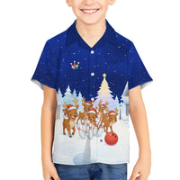 Funny Christmas Reindeer Bowling Custom Kid Hawaiian Shirt with Reindeer Snow Scene - Wonder Print Shop