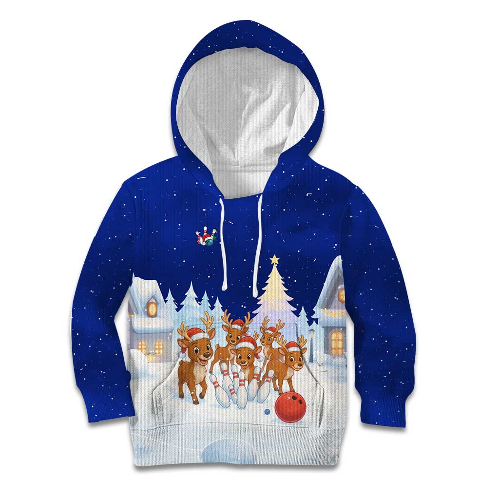 Funny Christmas Reindeer Bowling Custom Kid Hoodie with Reindeer Snow Scene - Wonder Print Shop