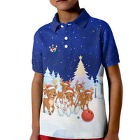 Funny Christmas Reindeer Bowling Custom Kid Polo Shirt with Reindeer Snow Scene - Wonder Print Shop