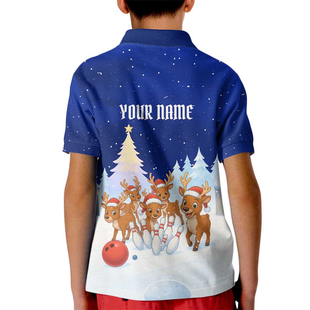 Funny Christmas Reindeer Bowling Custom Kid Polo Shirt with Reindeer Snow Scene - Wonder Print Shop