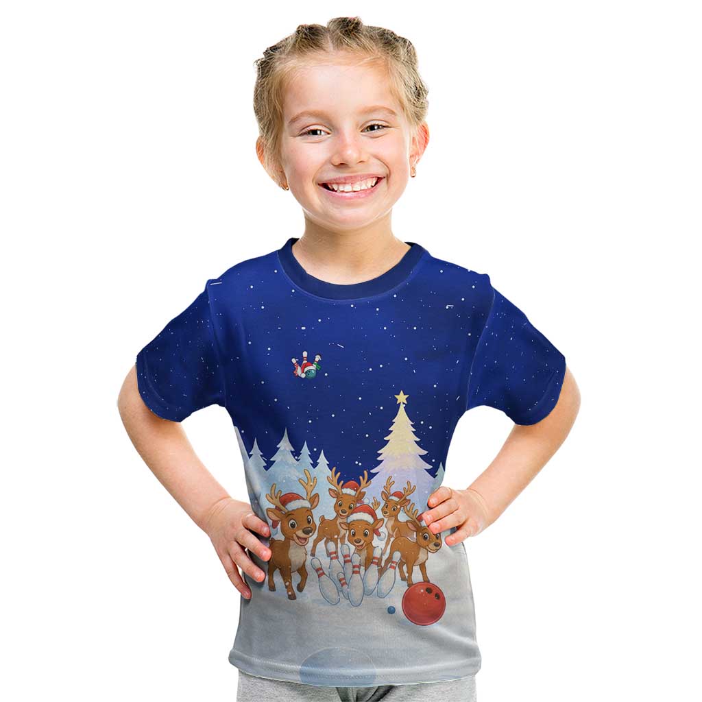 Funny Christmas Reindeer Bowling Custom Kid T Shirt with Reindeer Snow Scene - Wonder Print Shop