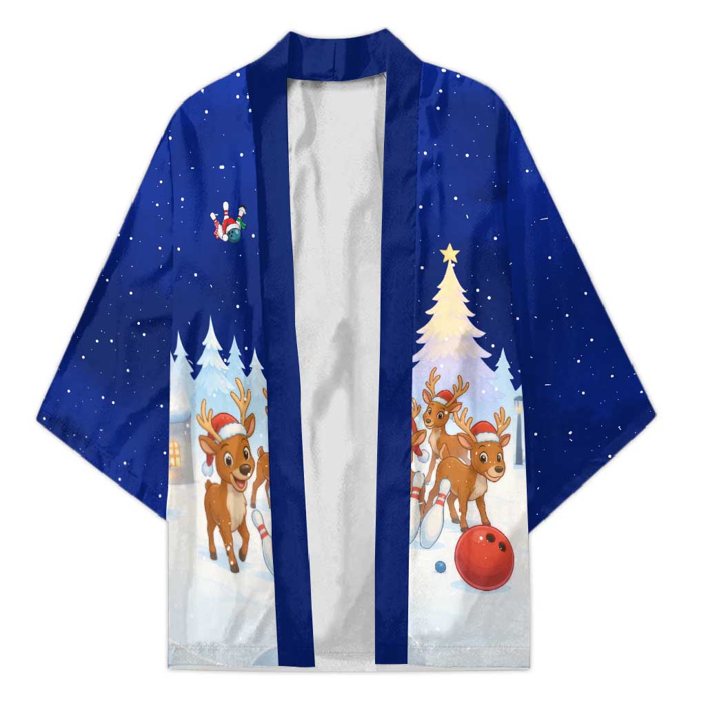 Funny Christmas Reindeer Bowling Custom Kimono with Reindeer Snow Scene - Wonder Print Shop