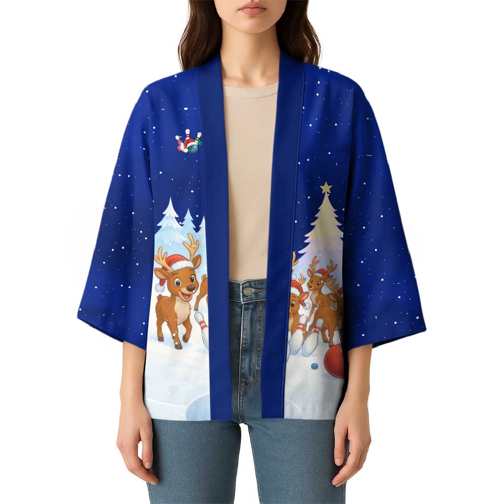 Funny Christmas Reindeer Bowling Custom Kimono with Reindeer Snow Scene - Wonder Print Shop