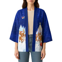 Funny Christmas Reindeer Bowling Custom Kimono with Reindeer Snow Scene - Wonder Print Shop