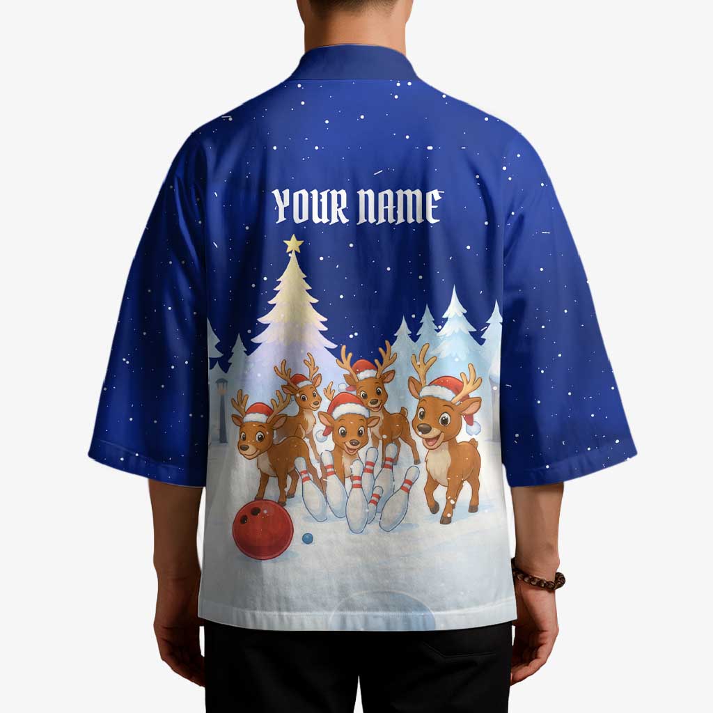 Funny Christmas Reindeer Bowling Custom Kimono with Reindeer Snow Scene - Wonder Print Shop