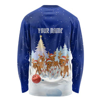 Funny Christmas Reindeer Bowling Custom Long Sleeve Shirt with Reindeer Snow Scene - Wonder Print Shop