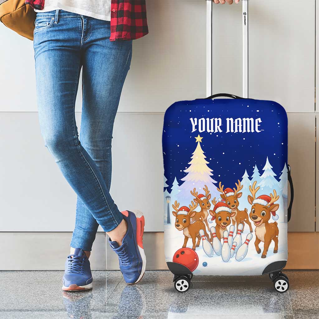 Funny Christmas Reindeer Bowling Custom Luggage Cover with Reindeer Snow Scene - Wonder Print Shop