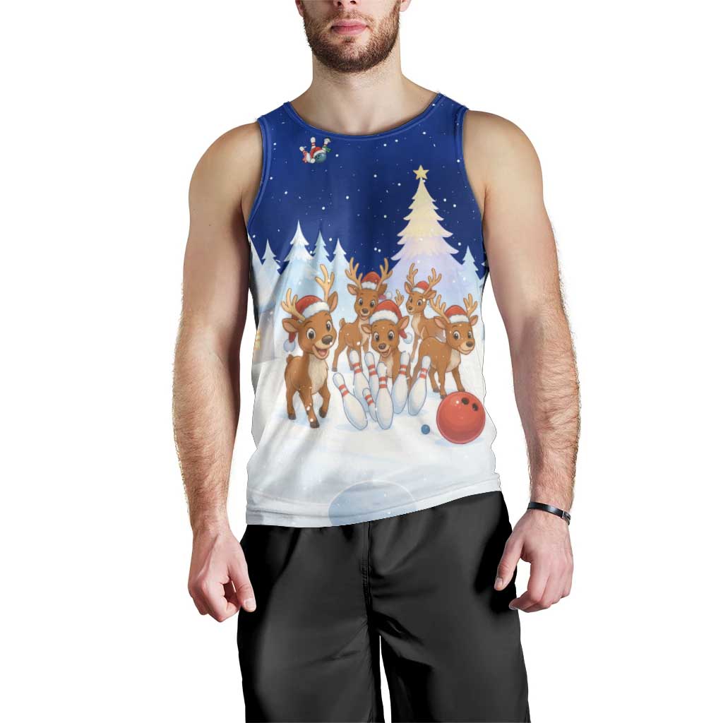 Funny Christmas Reindeer Bowling Custom Men Tank Top with Reindeer Snow Scene - Wonder Print Shop