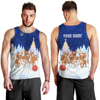 Funny Christmas Reindeer Bowling Custom Men Tank Top with Reindeer Snow Scene - Wonder Print Shop