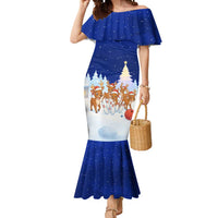 Funny Christmas Reindeer Bowling Custom Mermaid Dress with Reindeer Snow Scene - Wonder Print Shop