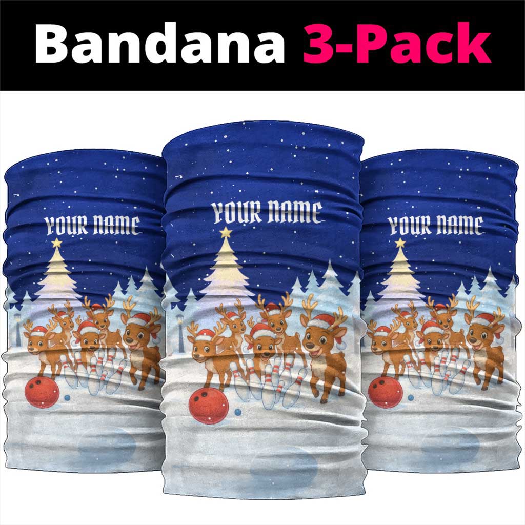Funny Christmas Reindeer Bowling Custom Neck Gaiter with Reindeer Snow Scene - Wonder Print Shop